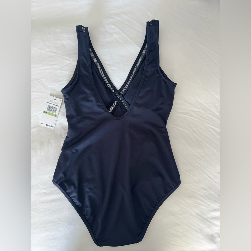 Michael Kors Women's Navy One-Piece Swimsuit - Picture 2 of 2